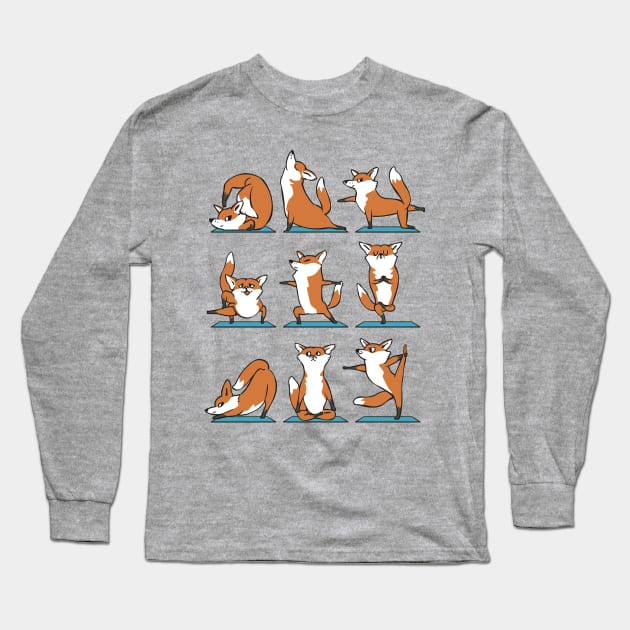 Fox Yoga Long Sleeve T-Shirt by huebucket